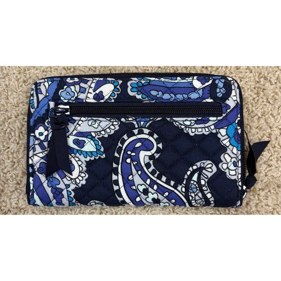 Vera Bradley Quilted Paisley Zip‎ Around Wallet Wristlet Organizer Blue Purple - Picture 5 of 9
